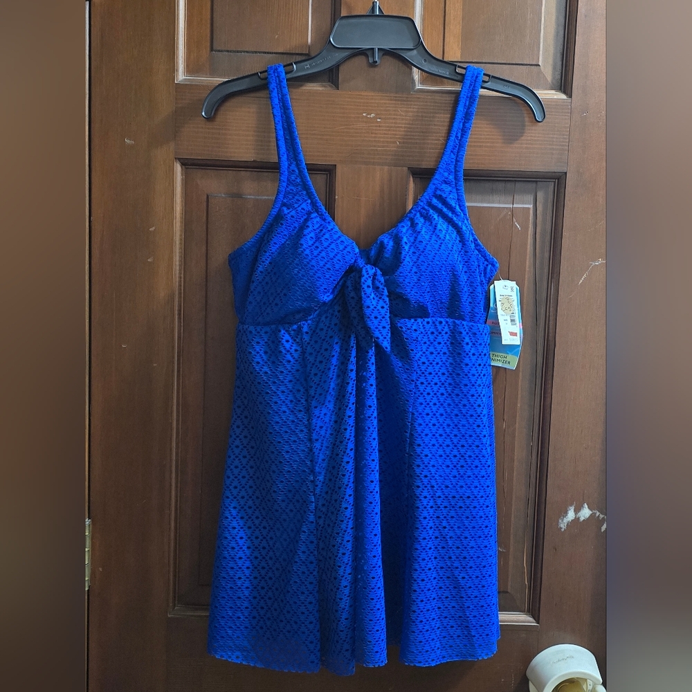 Blue Sleeveless Dress with Knot Detail